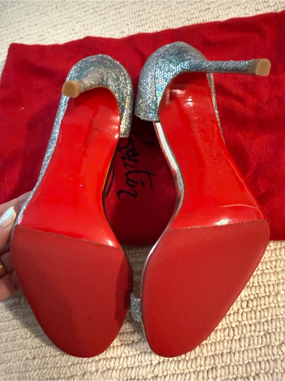 Christian Louboutin Glitter D’Orsay Toboggan pumps - like new - Picture 4 of 9